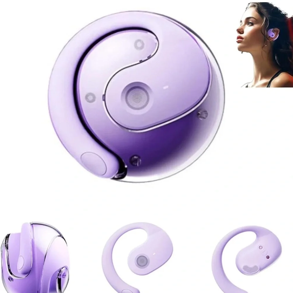 Purple Translation Earbuds Wireless Bluetooth 5.4 OWS AI Headphones - Picture 3 of 5